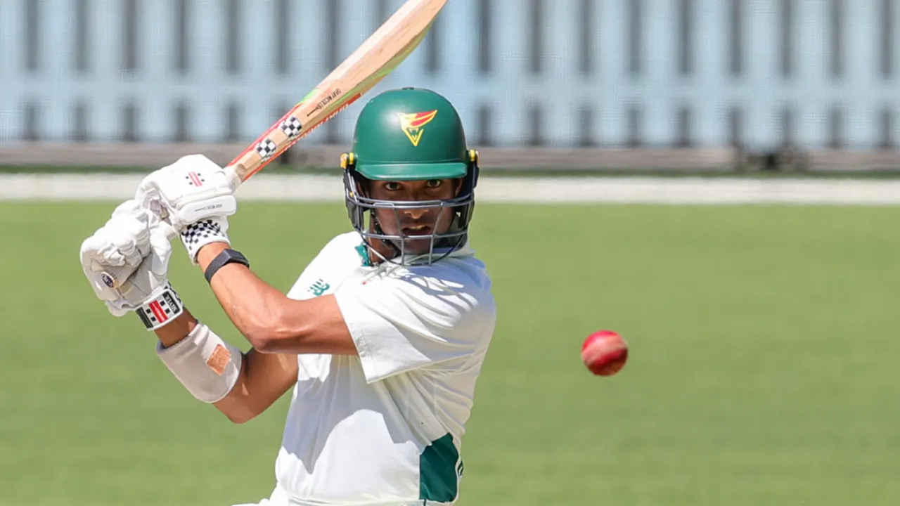 Radhakrishnan leads Tasmania's bold chase for victory